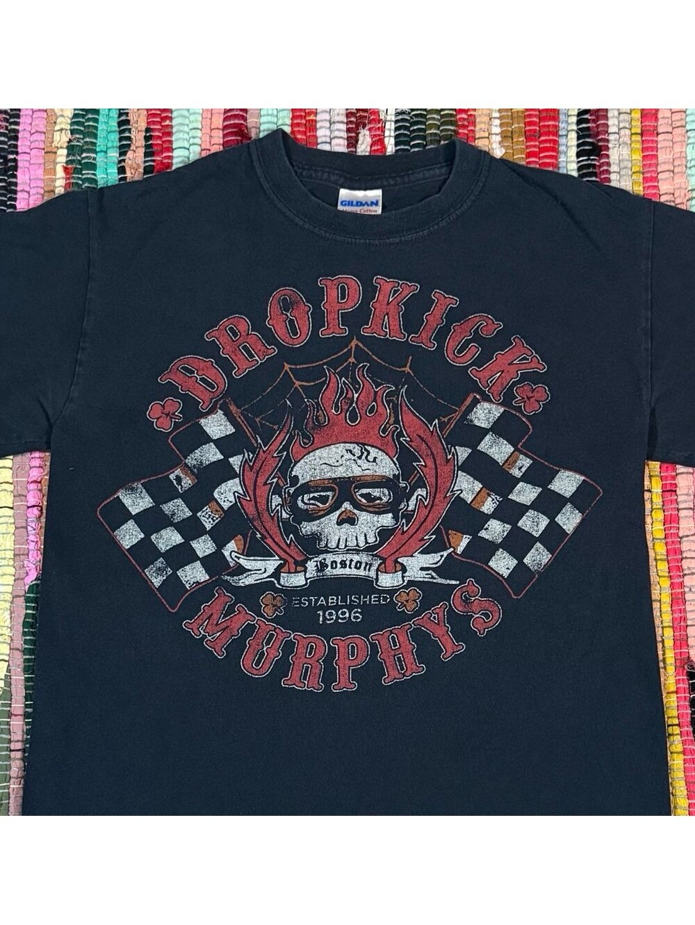 Dropkick Murphys Vintage 90s Y2K Double Sided T-Shirt Small Black Skull Hot Rod